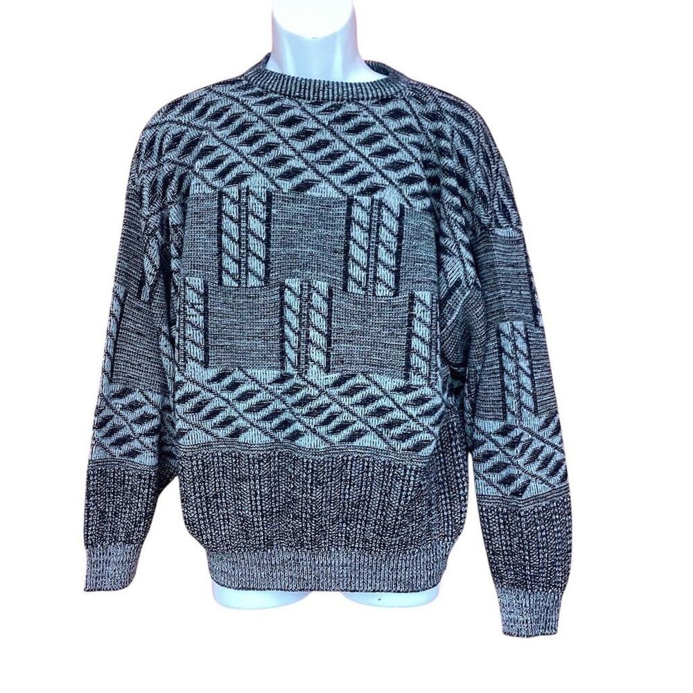 White Oak Men's XL Vintage Geometric Knit Sweater Multicolor Pullover‎
